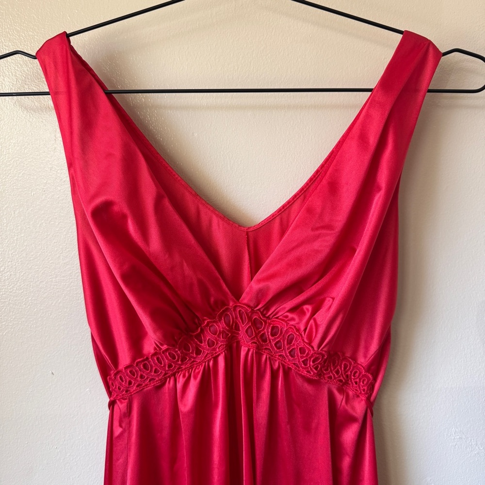 Vanity Fair Vintage Red Satin Nightgown